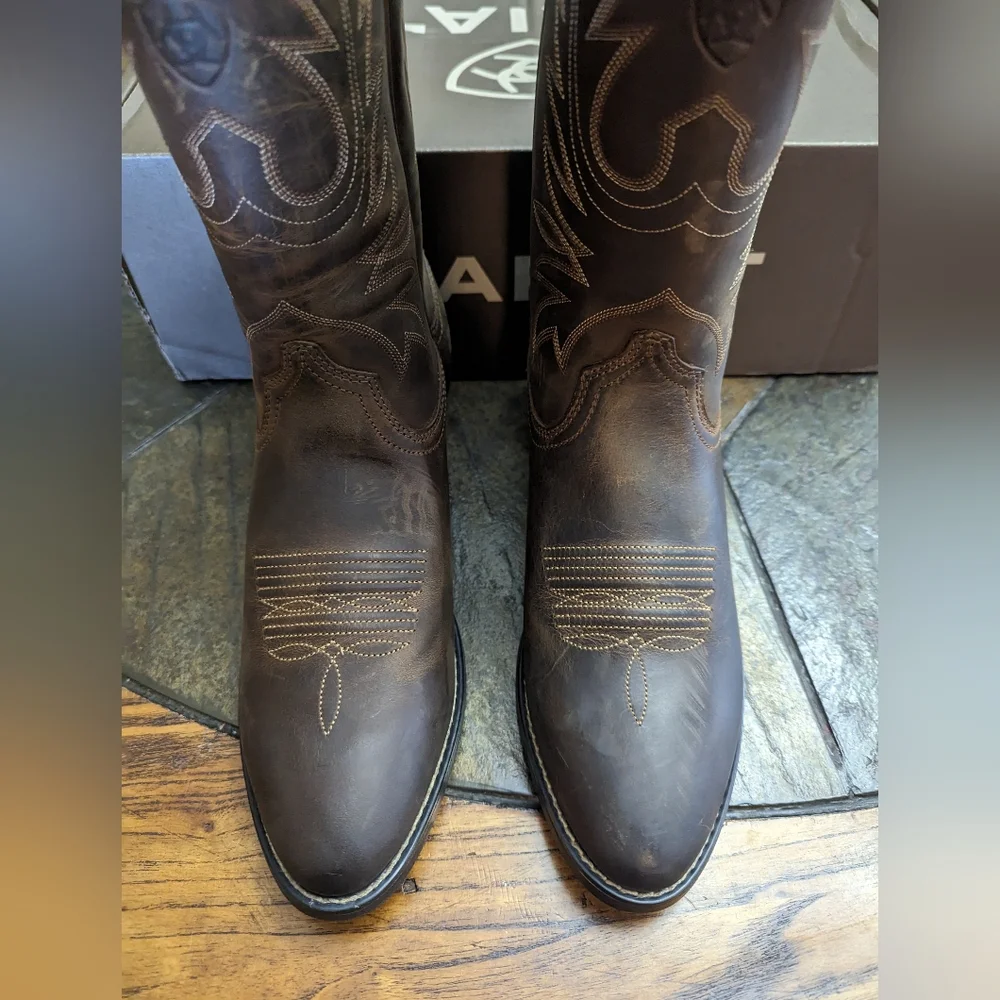 Ariat Women's Dark Brown Western Boots with Stitching - Picture 8 of 12